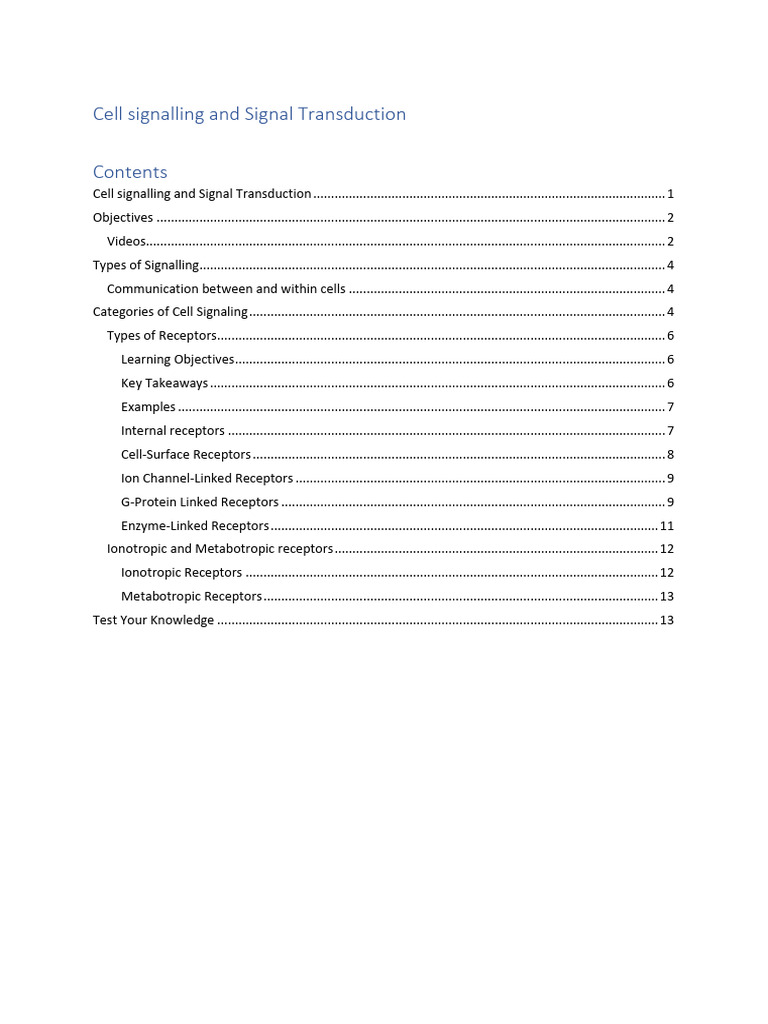 Cell Signalling and Signal Transduction Resource | PDF