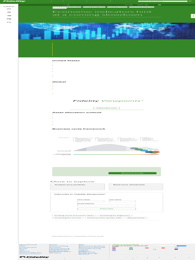 Business Cycle Update US Economy Fidelity 2025 PDF Bonds (Finance