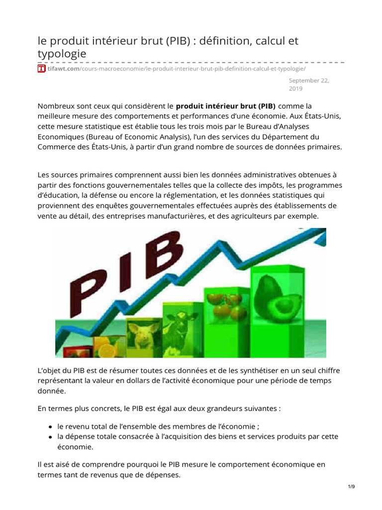 Calcul du PIB : Définition et Méthodes | PDF | Produit intérieur brut ...
