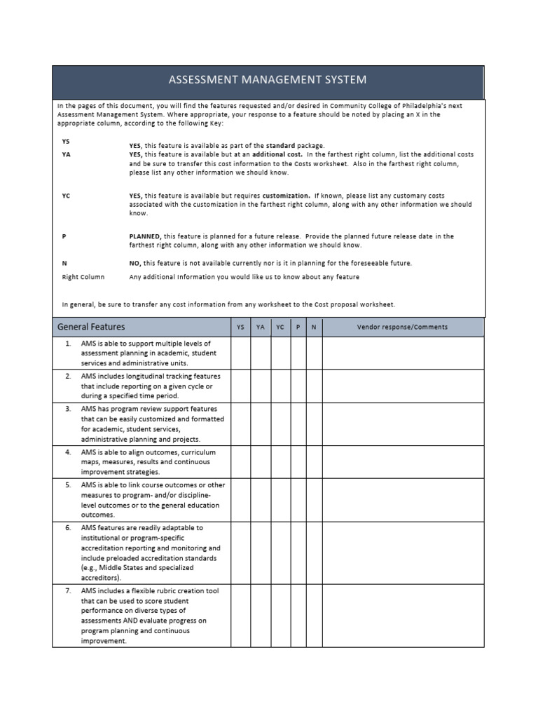 Assessment Management System RFP Rubric | PDF | Usability | Computer ...