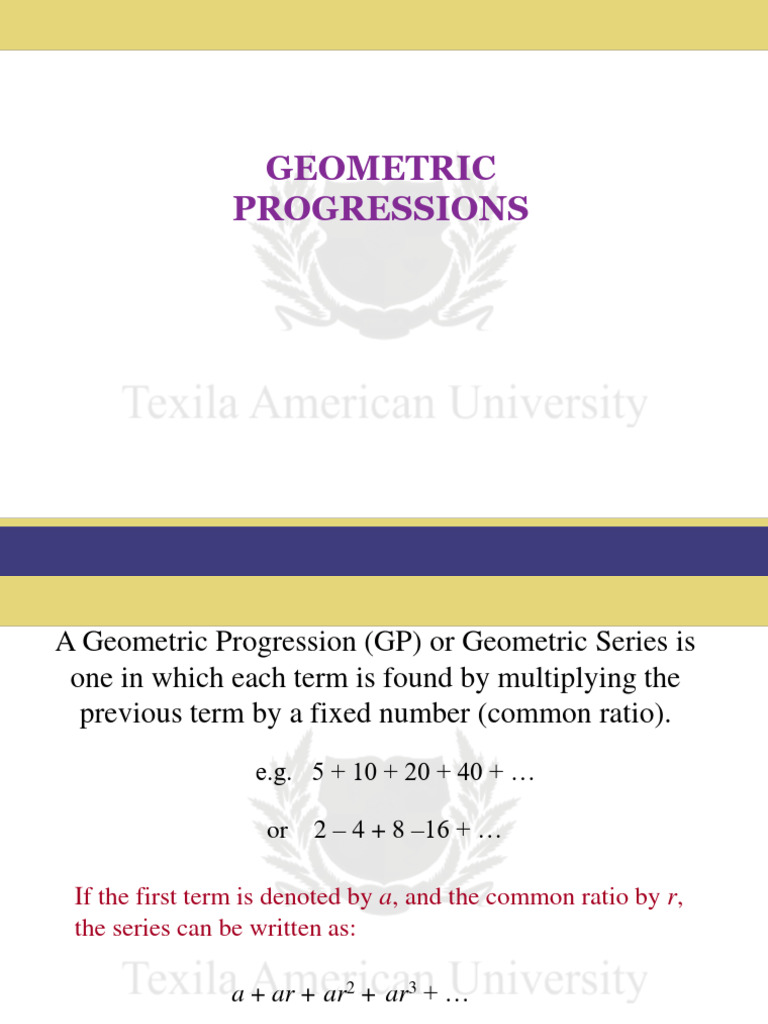 Geometric Progression-GP | PDF