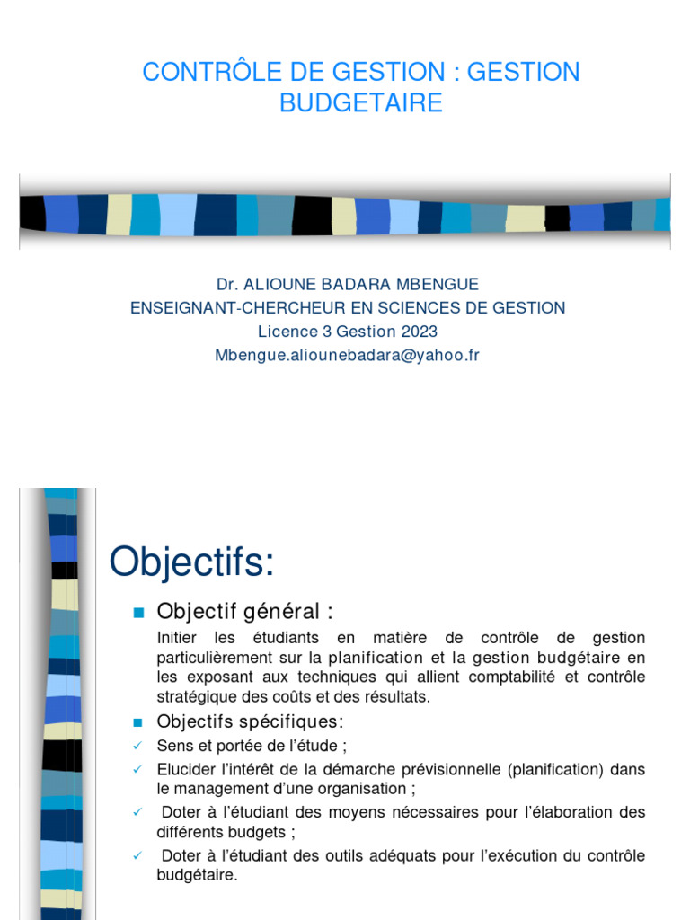 Cours CG Gestion Budgétaire L3 SEG DR ABM 2023 | PDF