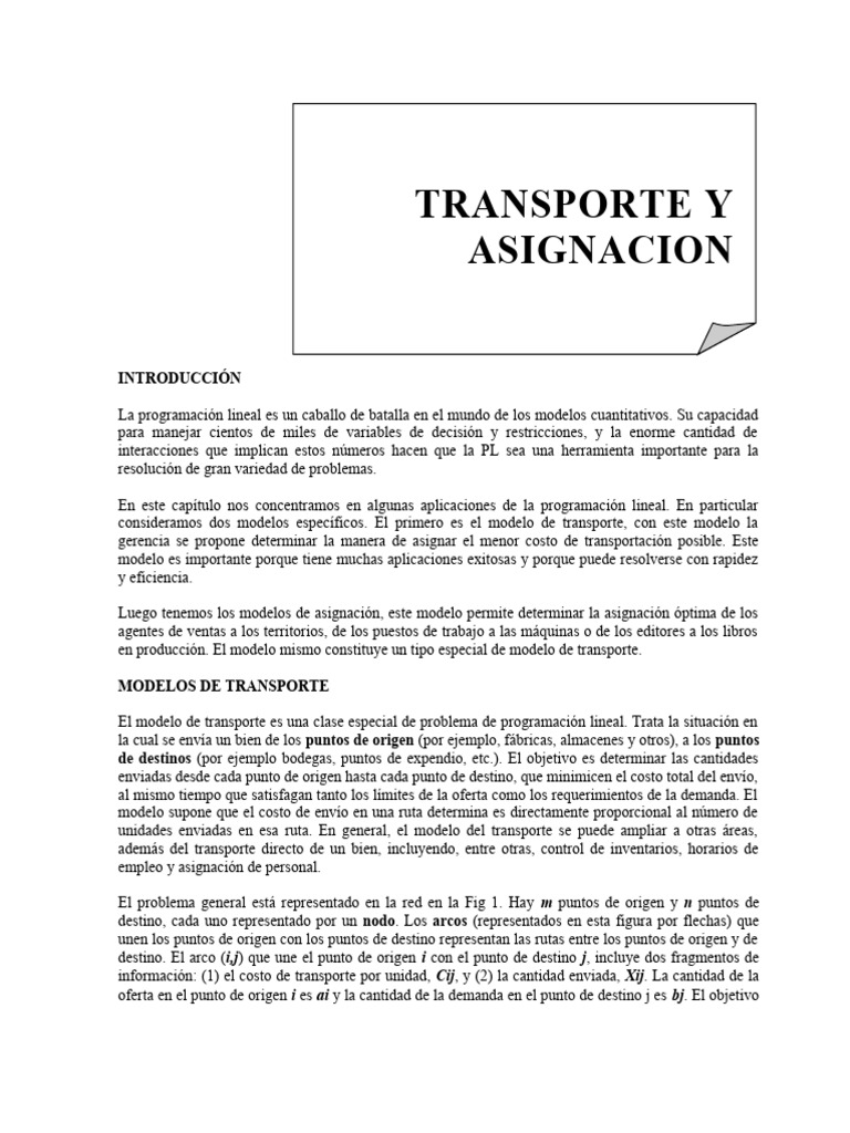 Optimización en Modelos de Transporte y Asignación | PDF | Informática ...