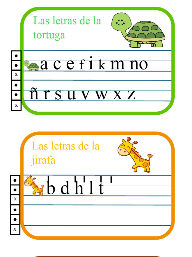Letras de la Tortuga, Jirafa y Mono | PDF