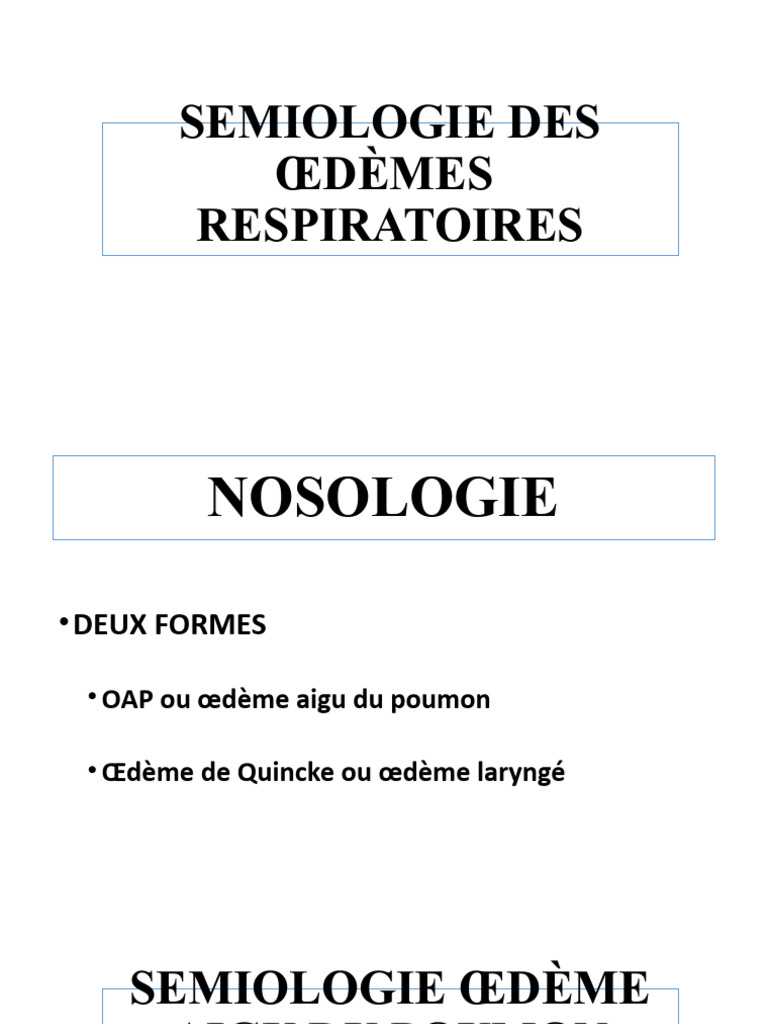 Signes cliniques de l'OAP | PDF | Médecine clinique | Médecine