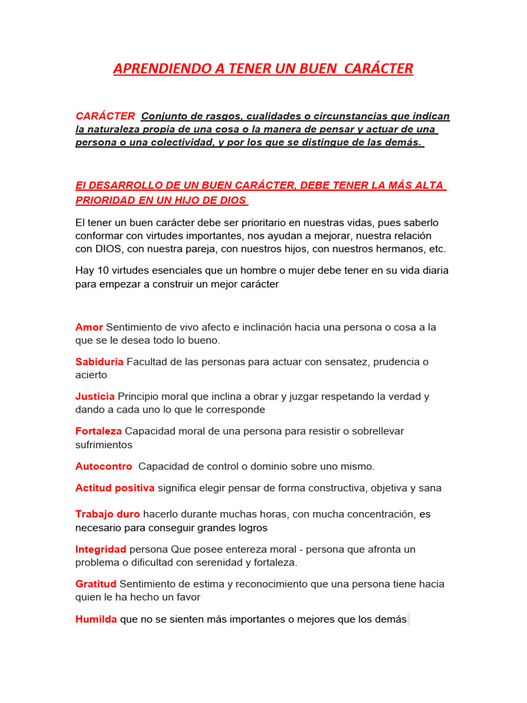 Claves para un Buen Carácter Cristiano | PDF | Cristo (título) | Virtud
