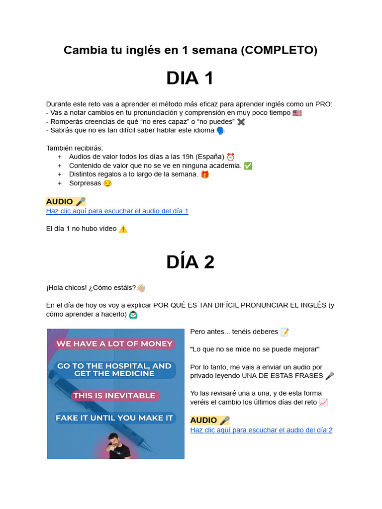 Mejora tu inglés en 1 semana | PDF | Idioma en Inglés