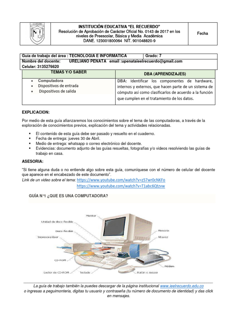 Guía de Tecnología e Informática Grado 7 | PDF | Hardware de la ...