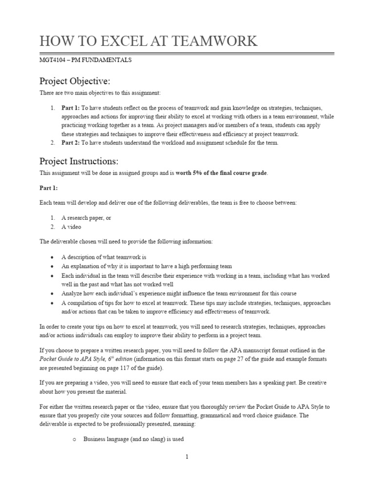 Strategies to Excel in Teamwork | PDF | Apa Style | Citation