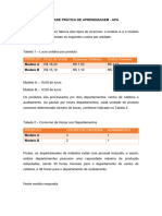 Atividade Prática de Aprendizagem - Contabilidade e Análise de Custos