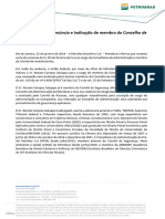 Petrobras Informa Renúncia e Indicação de Membro Do Conselho de Administração