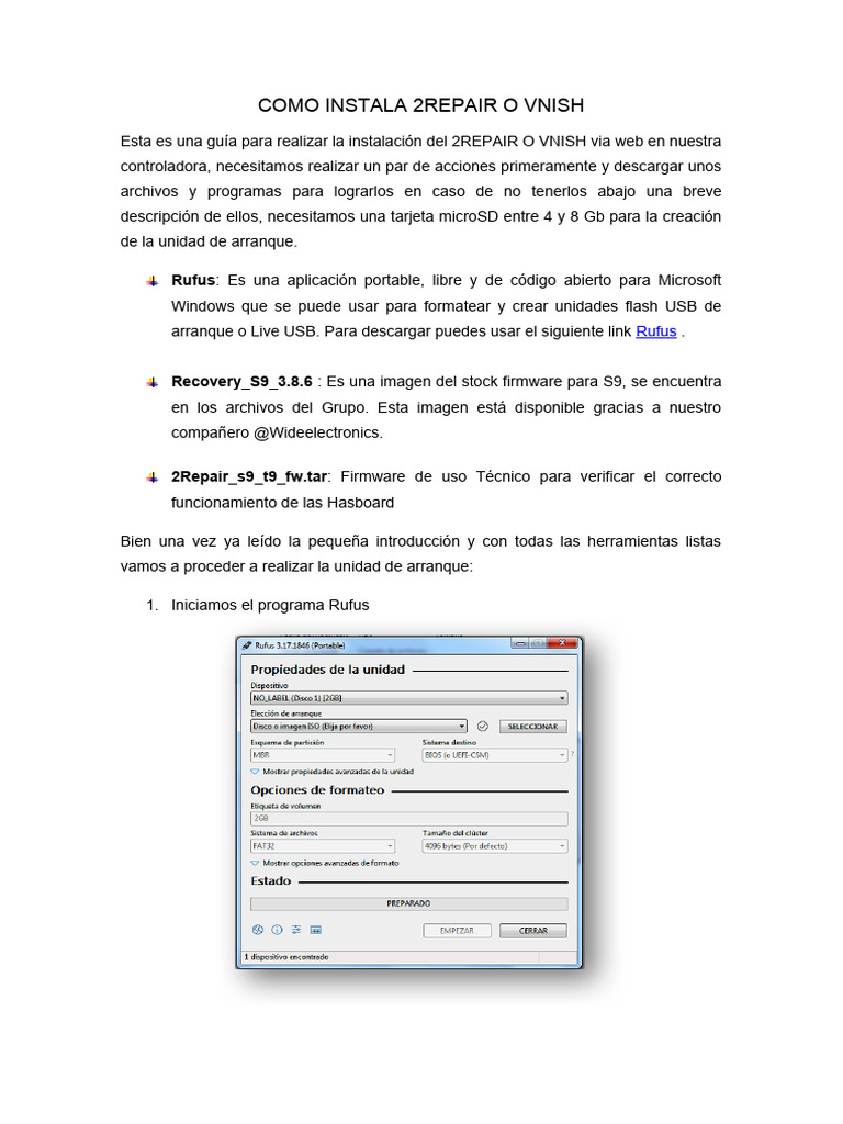 Guía de Instalación 2Repair o VNISH | PDF | Arranque | Ciencias de la ...