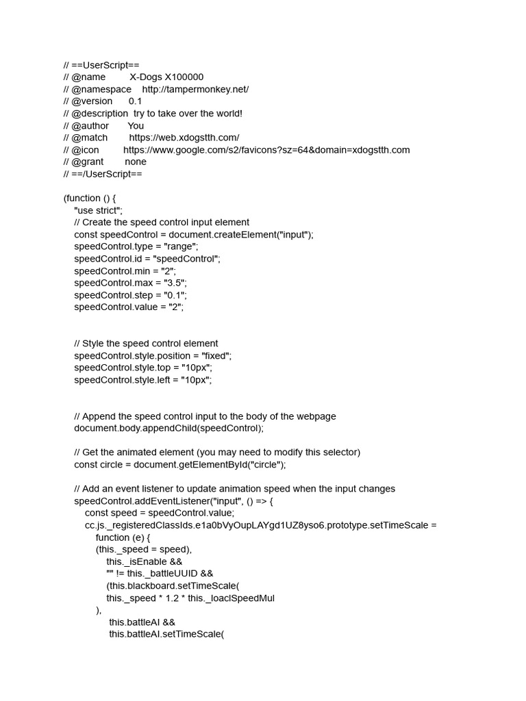 X-Dogs Speed Control UserScript | PDF | Computers