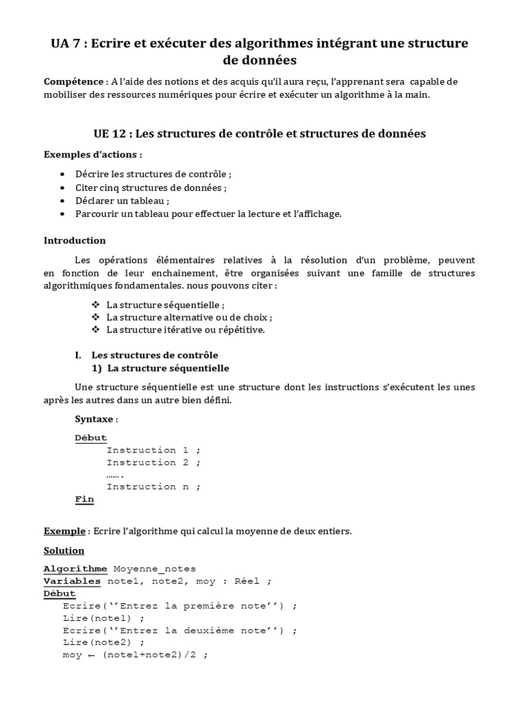 Algorithmes et Structures de Données | PDF | Structure de contrôle ...