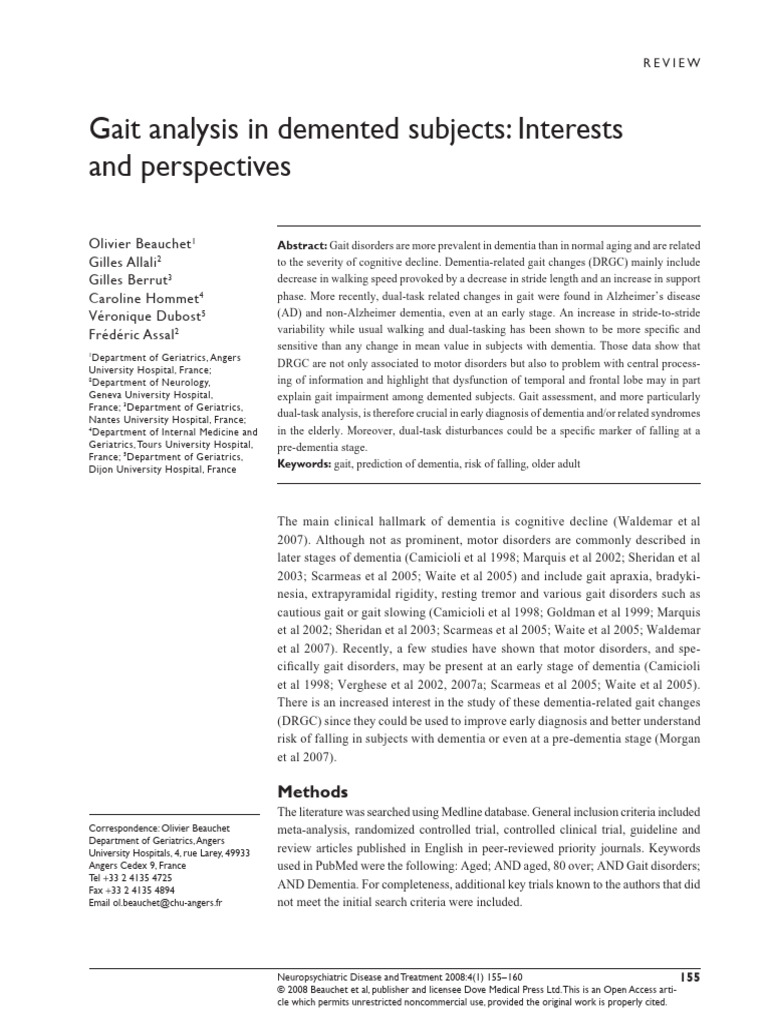 Gait Analysis in Demented Subjects - Interests and Perspectives | PDF ...