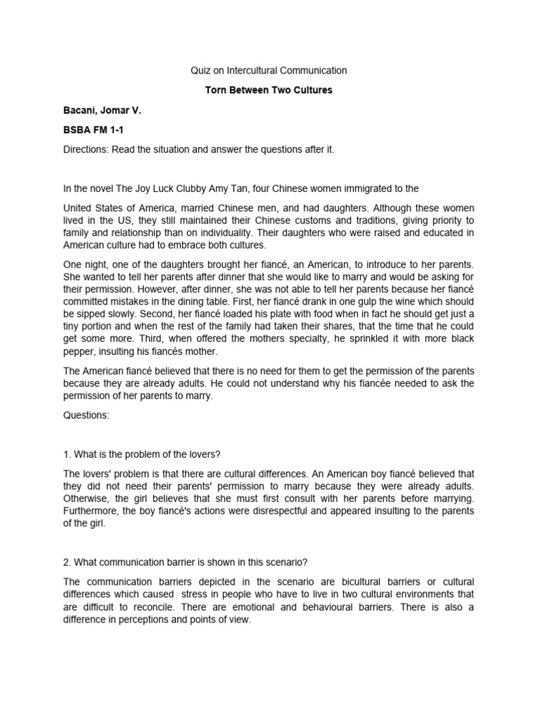 Cultural Communication Quiz PDF