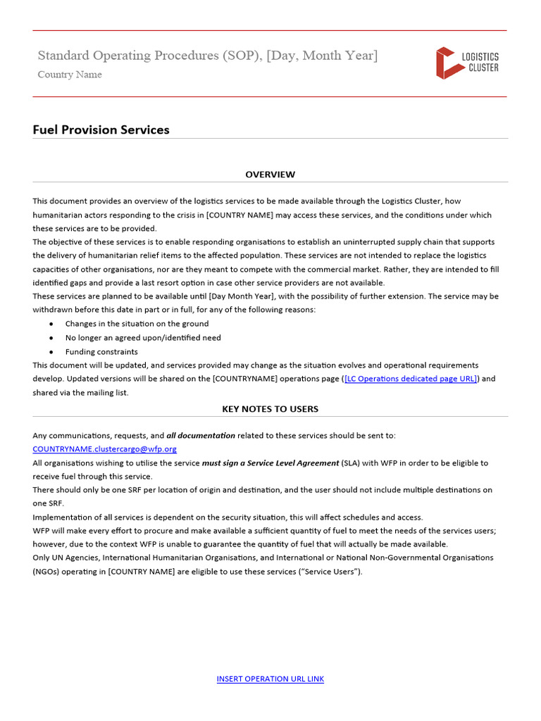 Fuel Provision SOP for Humanitarian Aid | PDF | World Food Programme ...