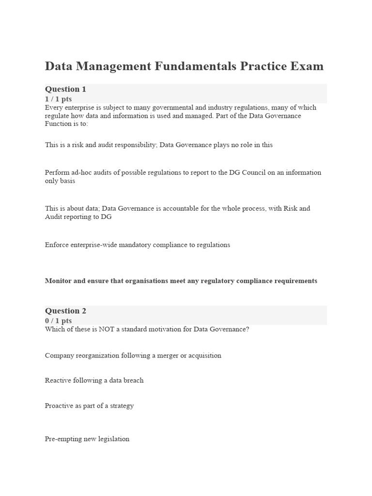 Cdmp Mock Test 1 Pdf Data Warehouse Data Quality