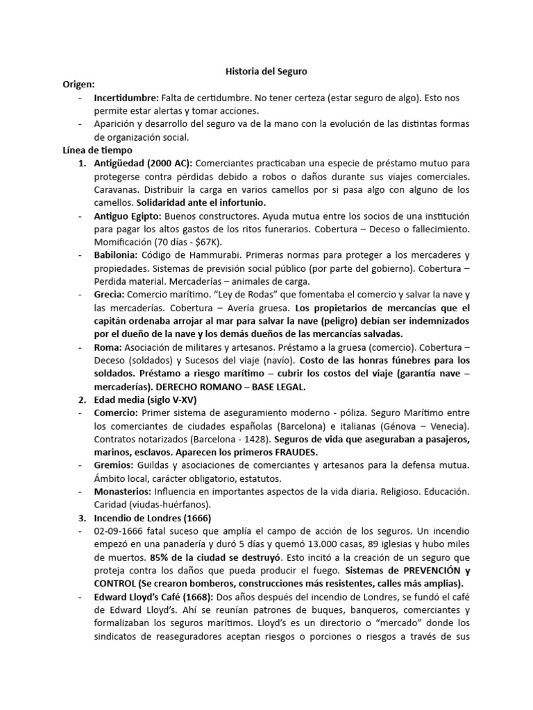 Evolución del Seguro a lo Largo de la Historia | PDF | Seguro | Grupo ...