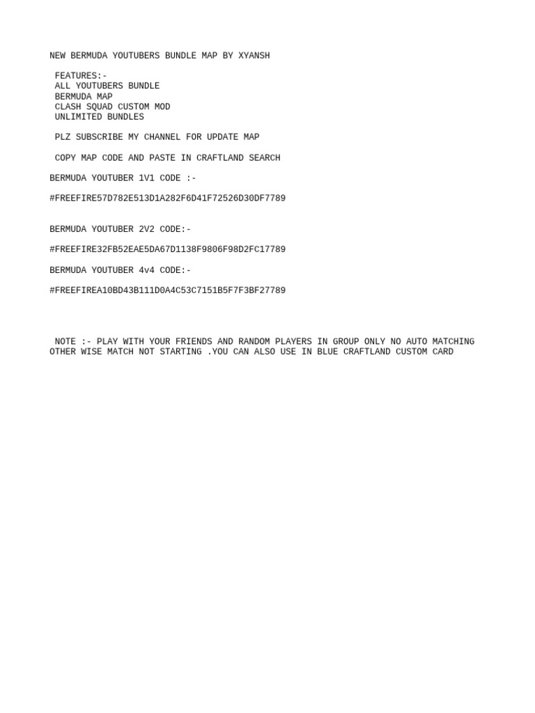 Bermuda youtubers map code pdf