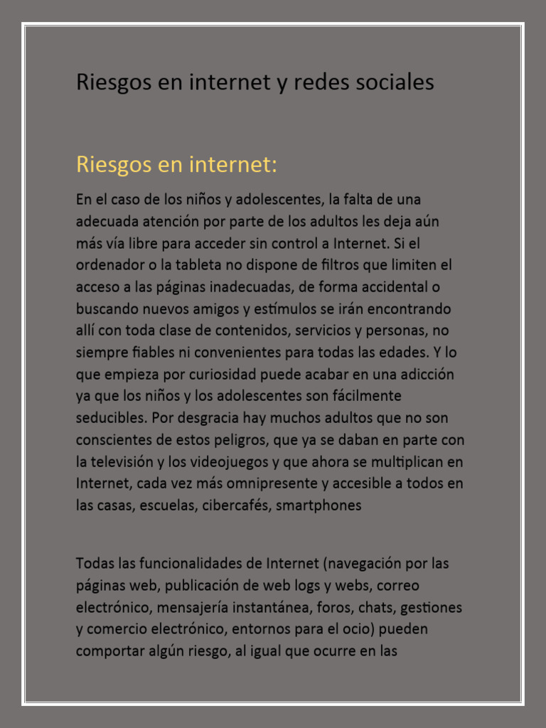 Riesgos en Internet y Redes Sociales | PDF | Internet | Spamming