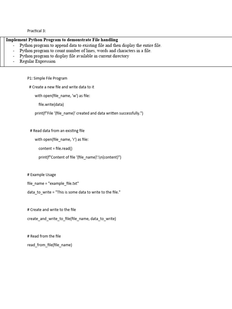 Practical 3 File Handling PDF Filename Computer File