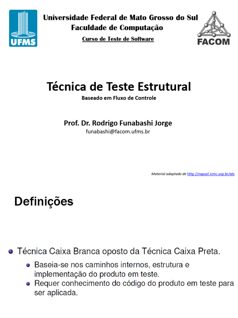 Técnica de Teste Estrutural em Software | PDF | Programas | Testes de ...