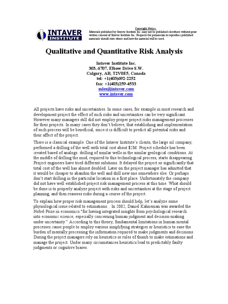 Article Quantitative Risk Analysis | PDF