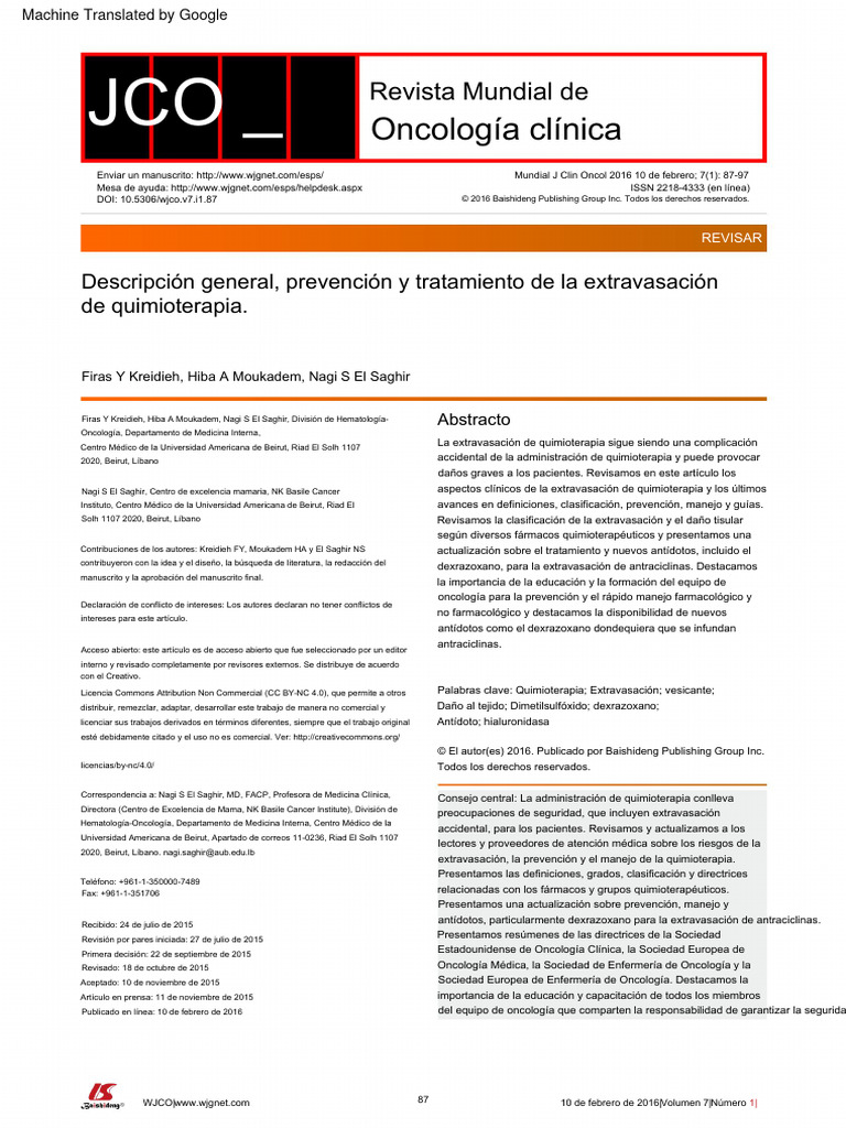 Prevención y manejo de extravasación en quimioterapia | PDF ...