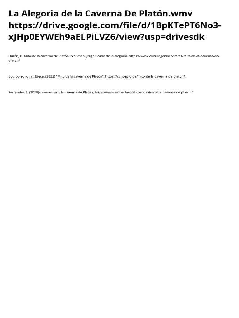 La alegoria de la caverna de plat n wmv httpsdrive google
