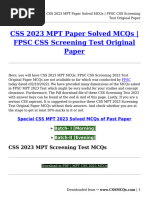 CSS 2023 MPT Paper Solved MCQs - FPSC CSS Screening Test Original Paper