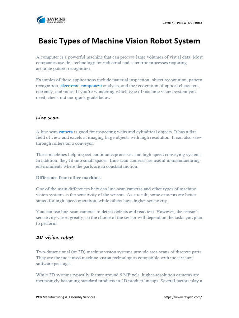 Basic Types of Machine Vision Robot System | PDF | Computer Vision ...
