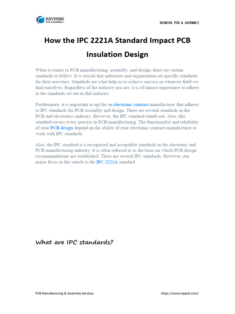 How The IPC 2221A Standard Impact PCB Insulation Design | Download Free