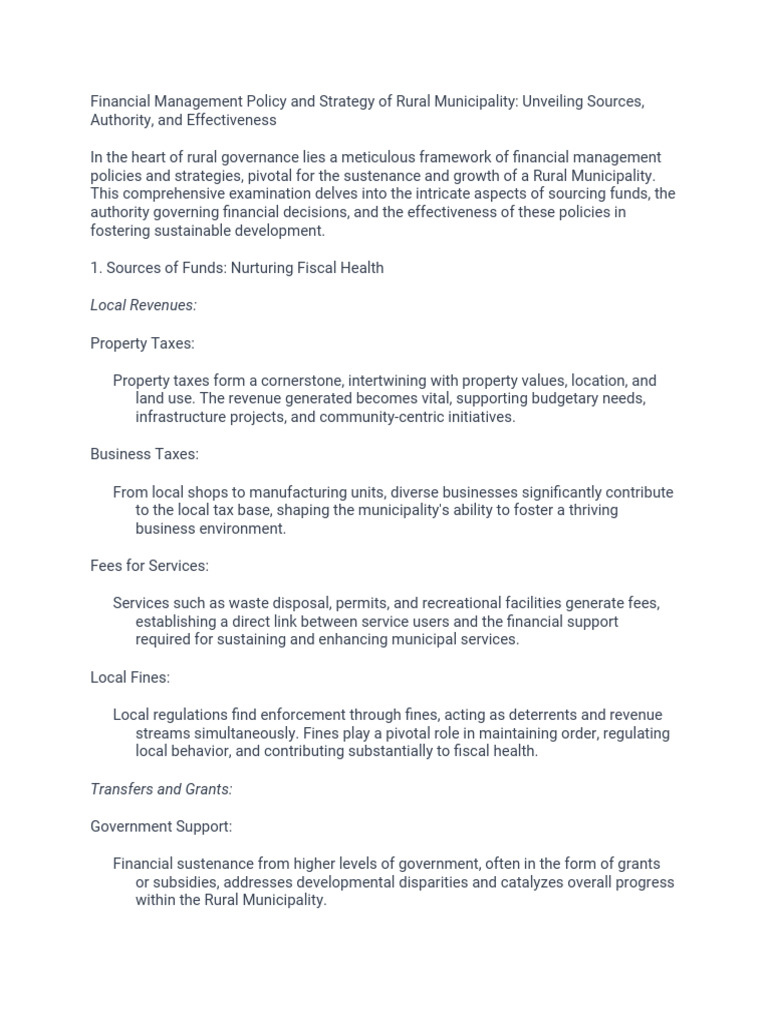 Rural Municipality Financial Management Guide | PDF | Finance & Money ...