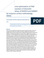 Multi Response Optimization of FSW Process Parameters of Dissimilar Aluminum Alloys of AA2014 and AA6061 by Response Surface Methodology RSM