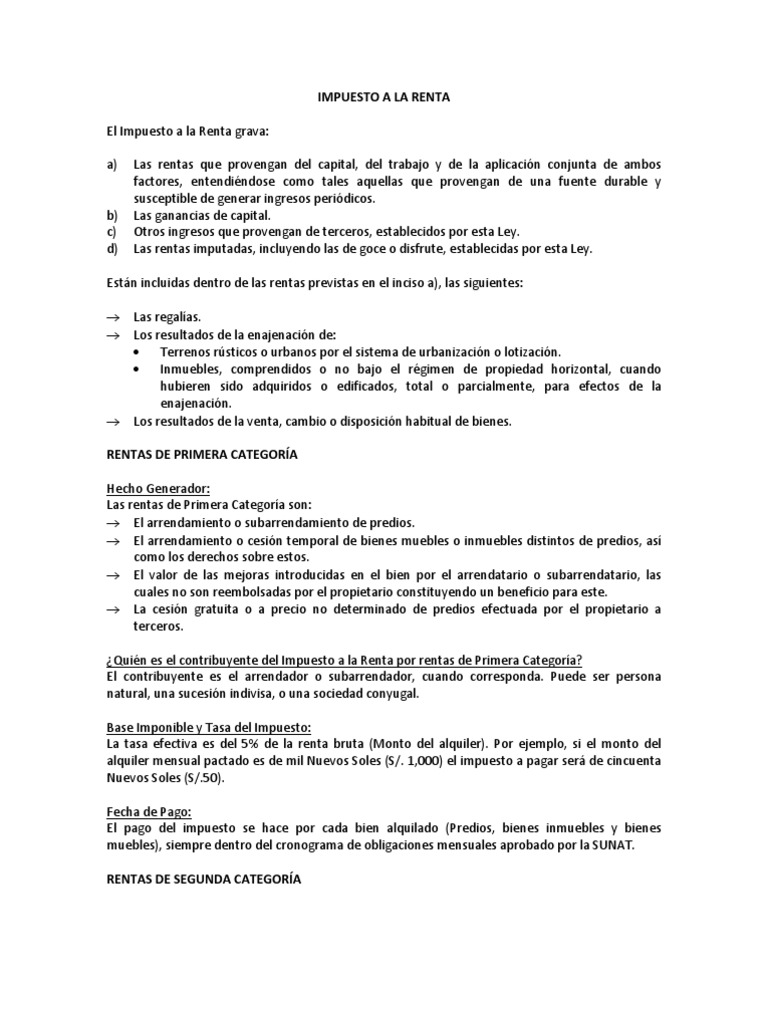 Impuesto A La Renta | PDF | Impuesto sobre la renta | Compartir (Finanzas)