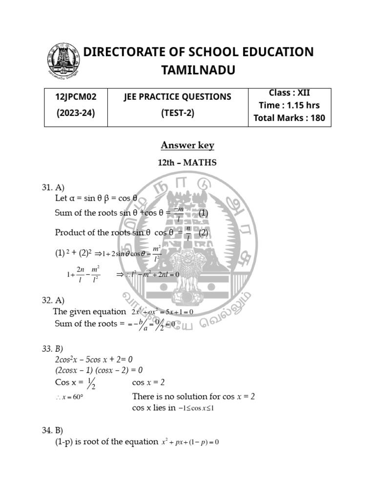 Answer key test 2 maths pdf teaching methods materials
