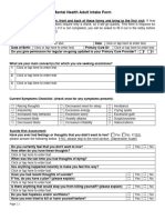 Adult Intake Form Fillable