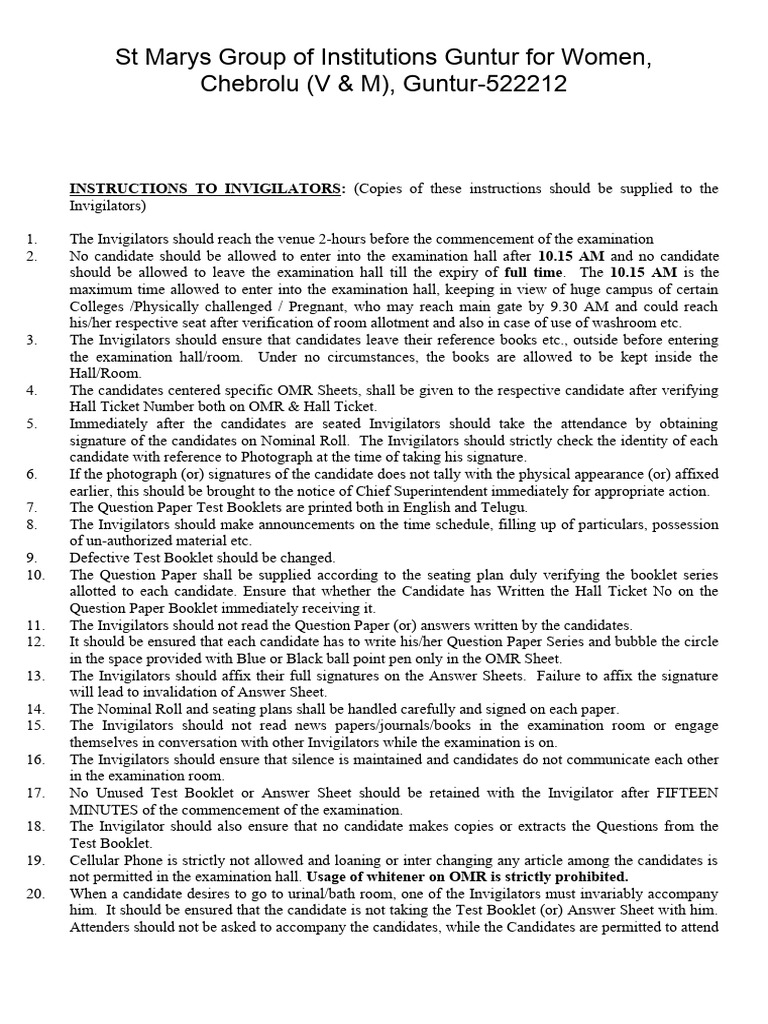 Examination Invigilation Guidelines | PDF