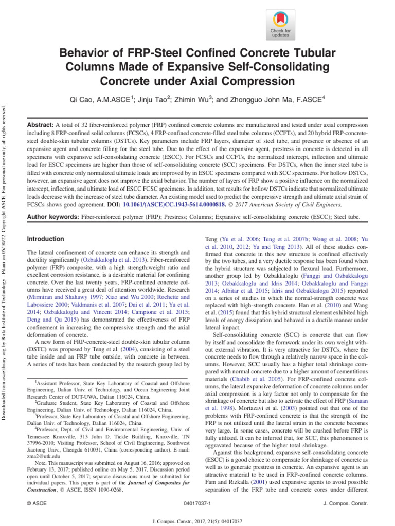 8.behavior of FRP-Steel Confined Concrete Tubular | PDF | Concrete ...