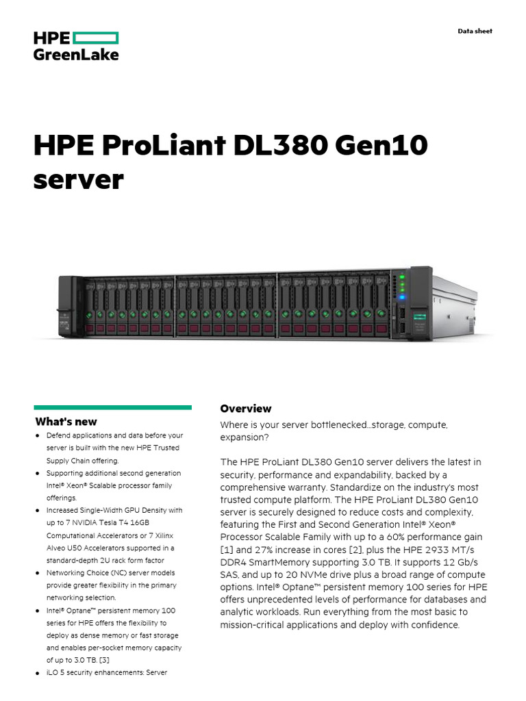 HPE ProLiant DL380 Gen10 server-PSN1010026818WWEN | PDF | Computer ...