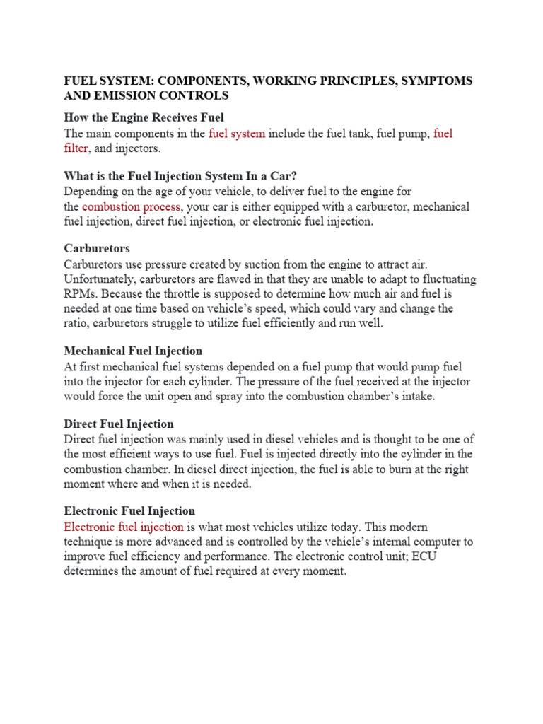 Fuel System Pdf Fuel Injection Carburetor