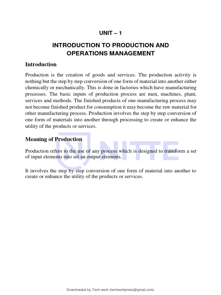 Introduction to Production Management | PDF | Operations Management ...