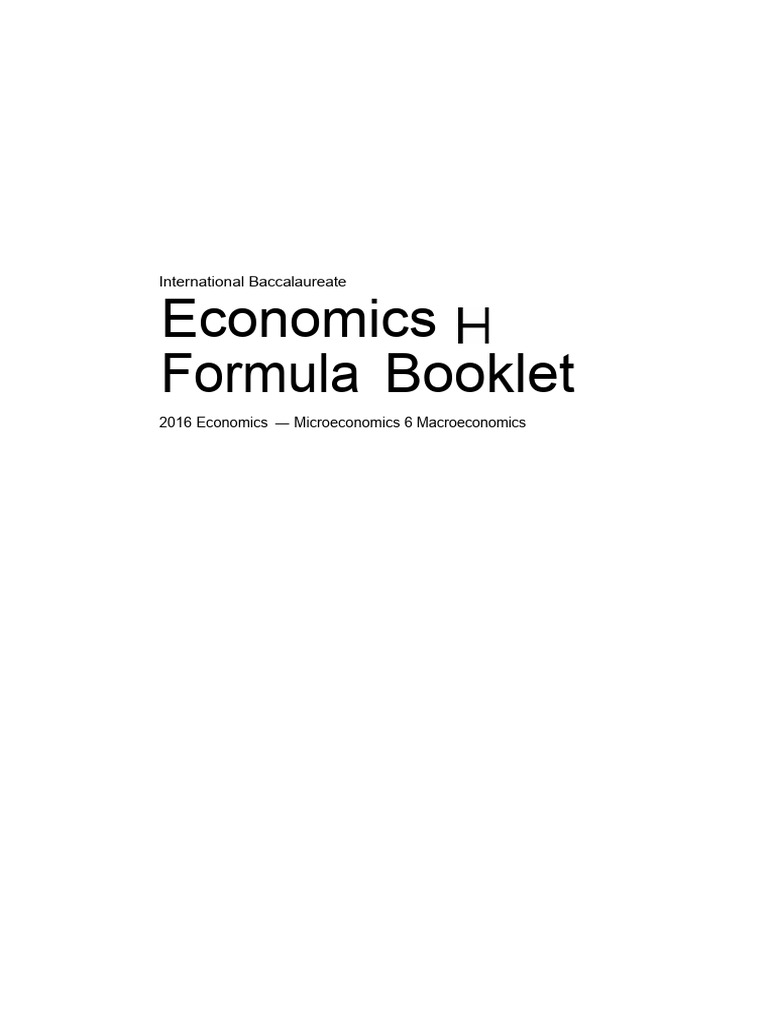 IB Economics Formula Booklet 2016 | PDF