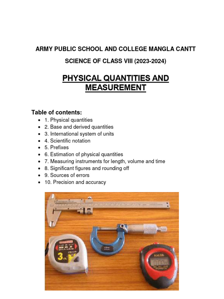 Physical Quantities And Measurements Pdf