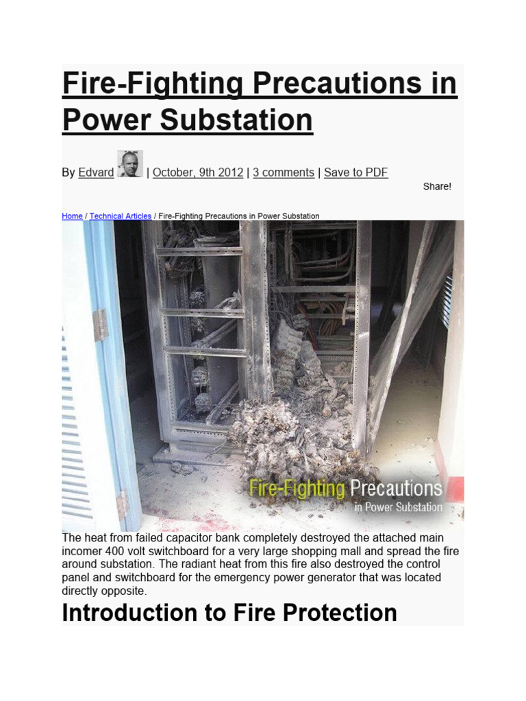 Fire Safety Measures for Power Substations | PDF | Firefighting ...