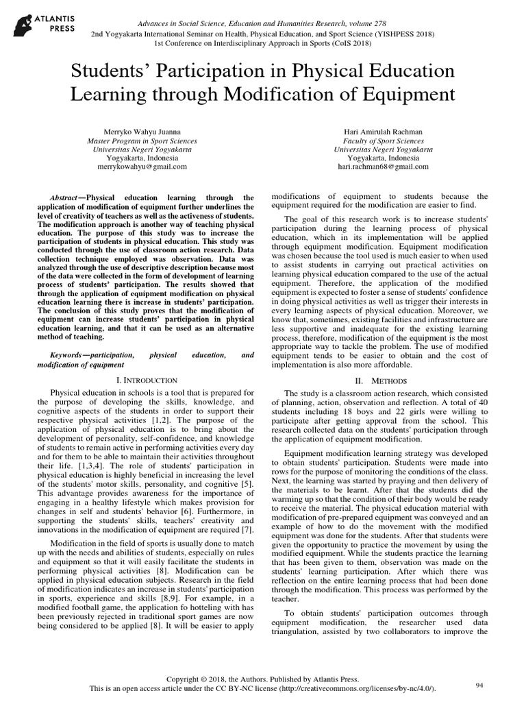 Students' Participation in Physical Education Learning Through ...