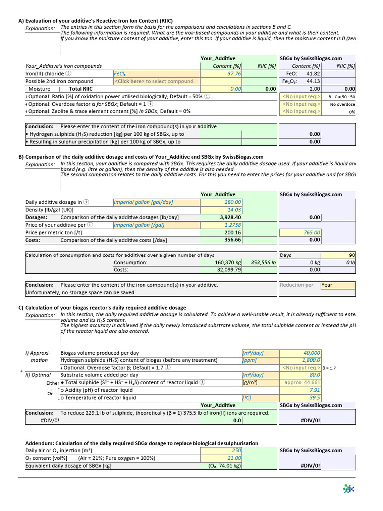 H₂S Reduction and RIIC Analysis | PDF | Gallon | Iron