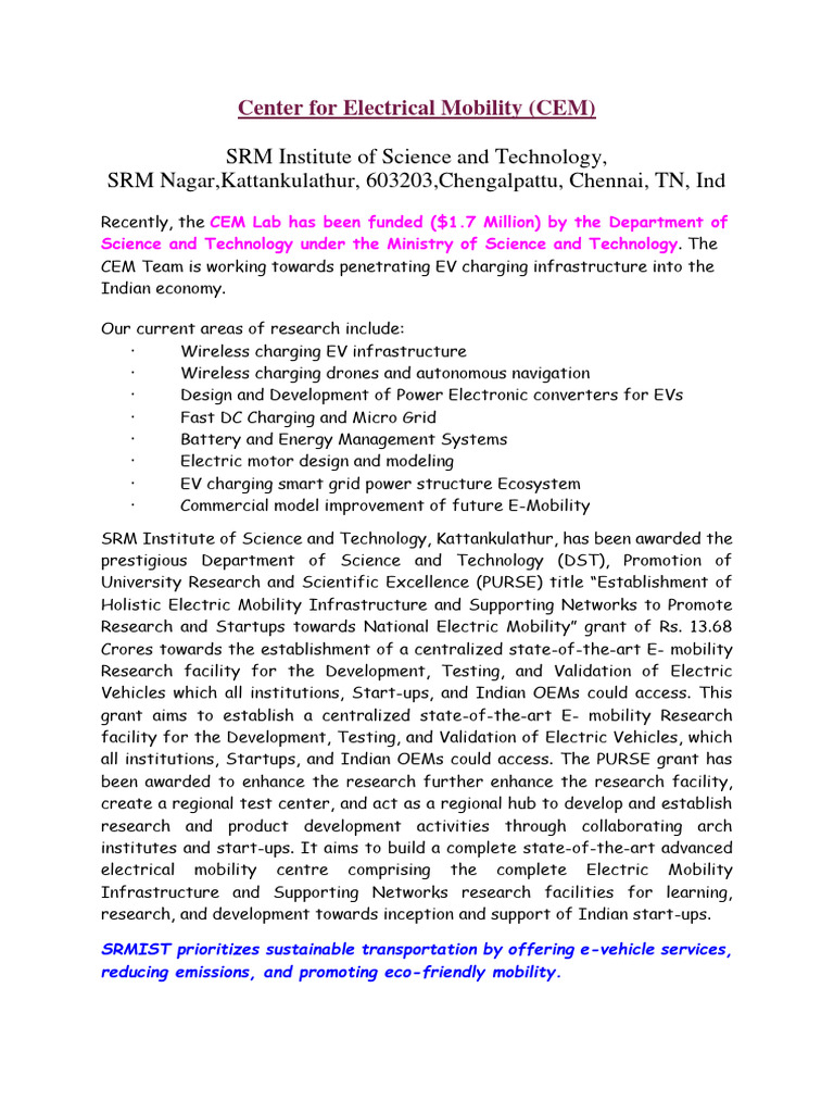 Advancing Electric Mobility Research | PDF | Technology & Engineering