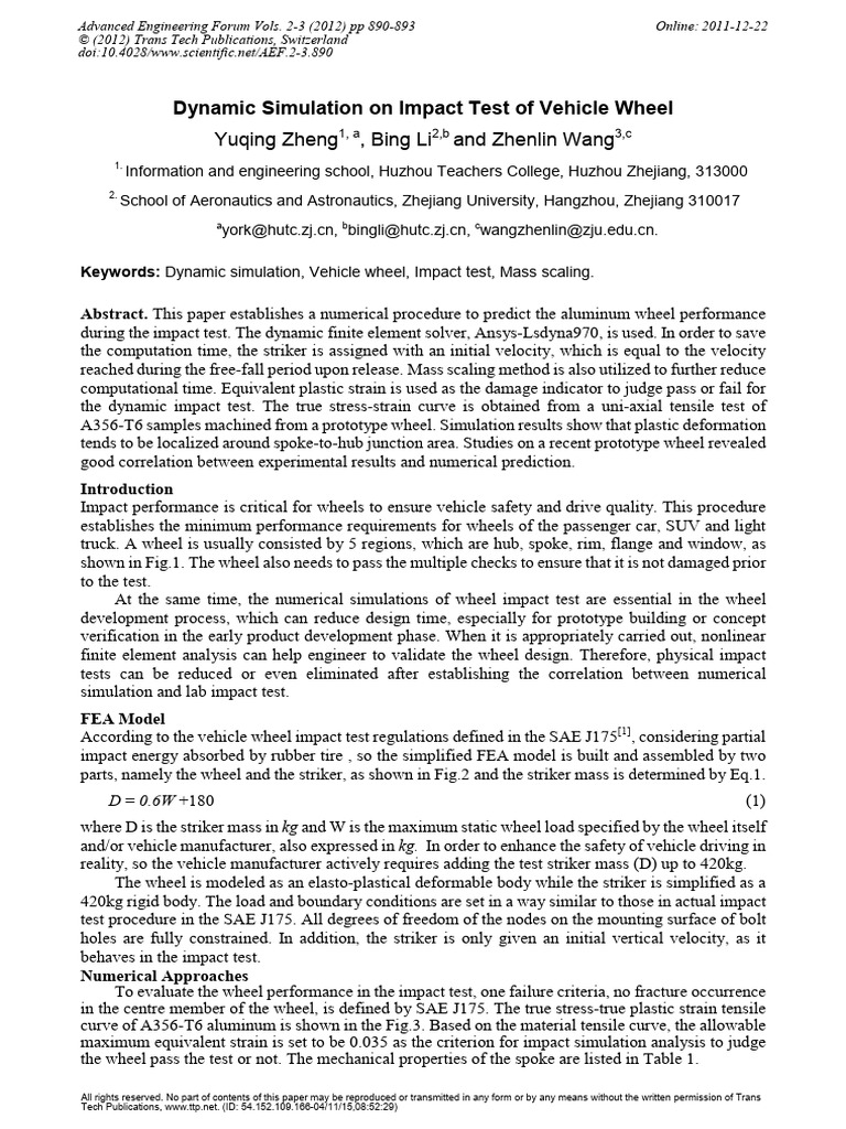 Dynamic Simulation of Vehicle Wheel Impact | PDF | Strength Of ...